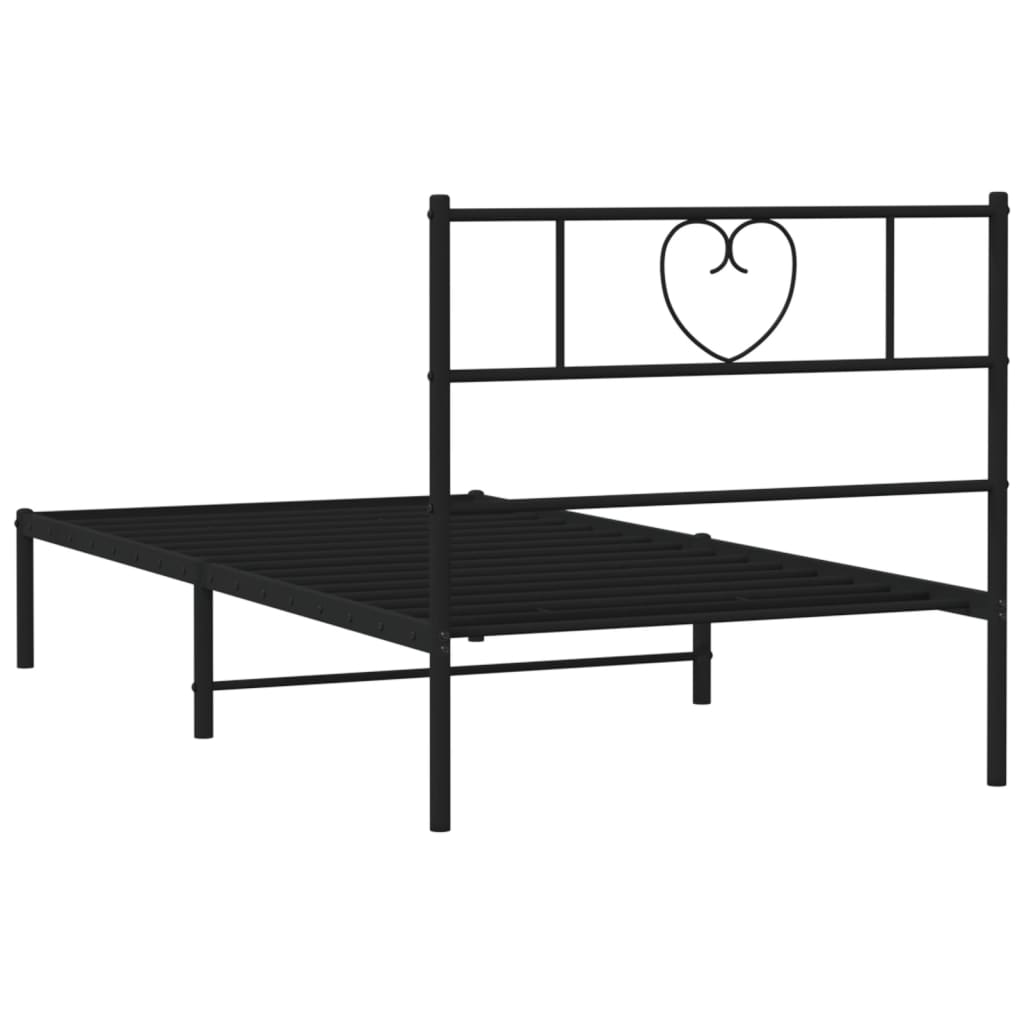 Cadre de lit métal sans matelas avec tête de lit noir 75x190 cm - XIOS