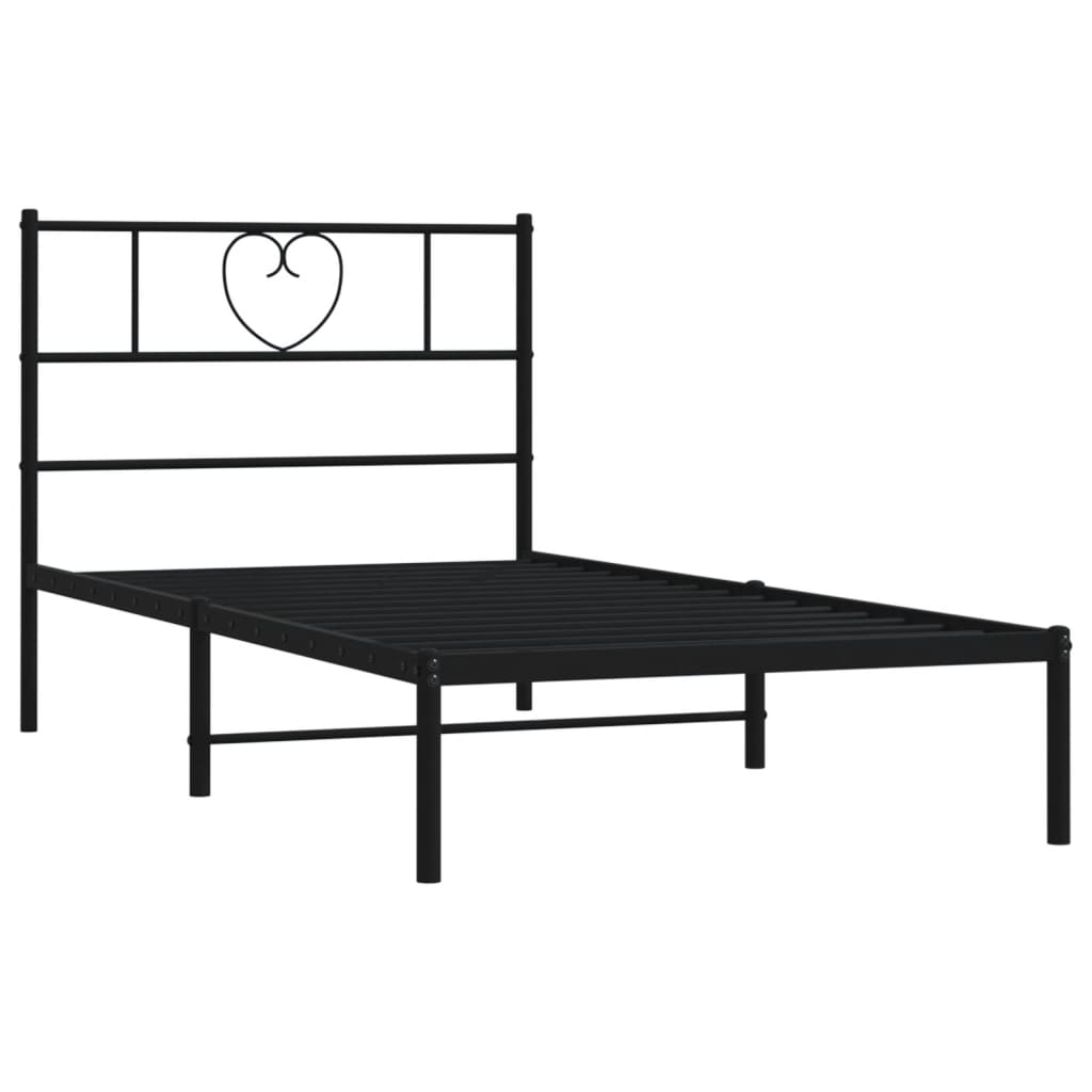 Cadre de lit métal sans matelas avec tête de lit noir 80x200 cm - XIOS