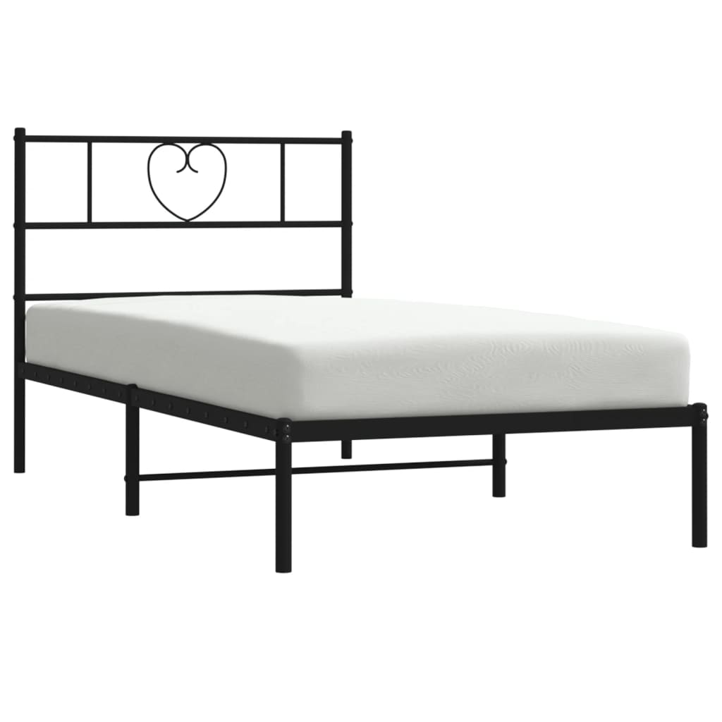 Cadre de lit métal sans matelas avec tête de lit noir 90x190 cm - XIOS