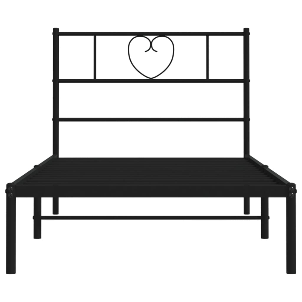 Cadre de lit métal sans matelas avec tête de lit noir 90x190 cm - XIOS