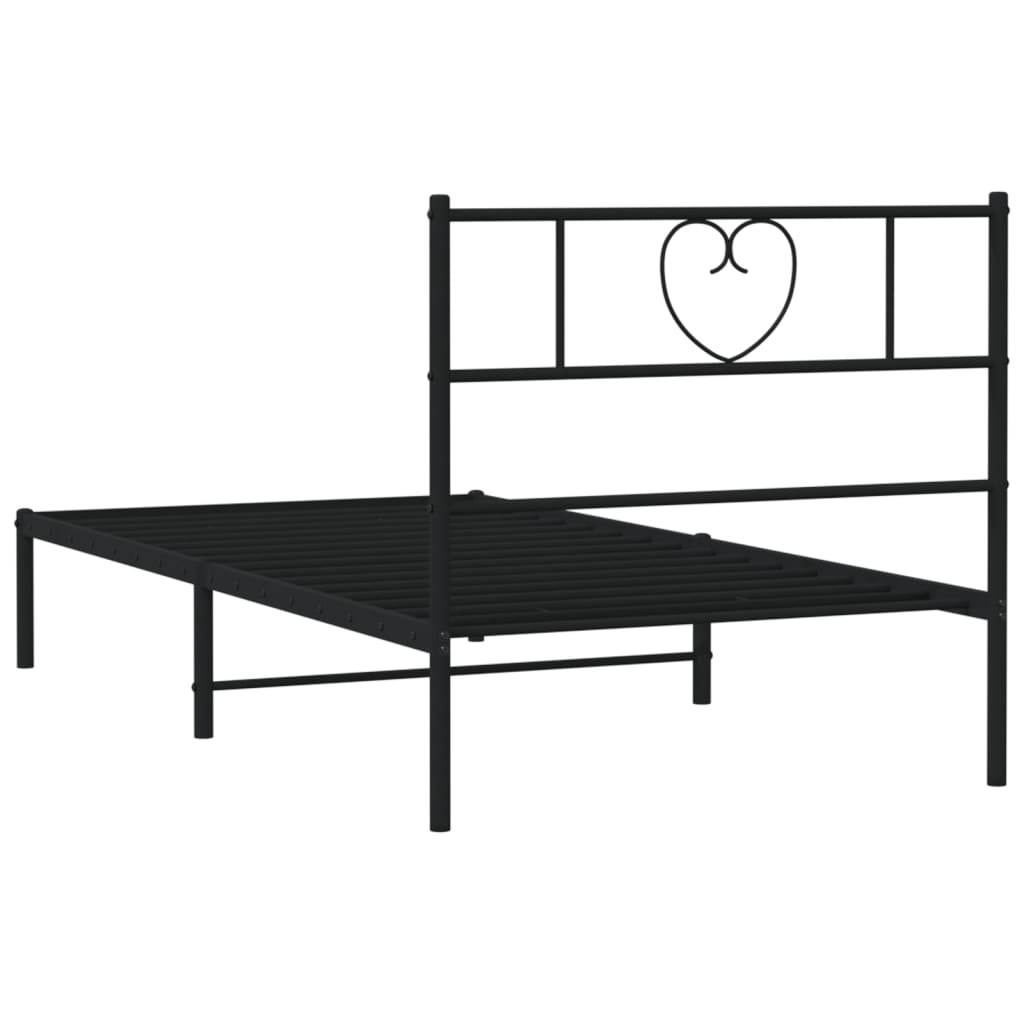 Cadre de lit métal sans matelas avec tête de lit noir 90x190 cm - XIOS