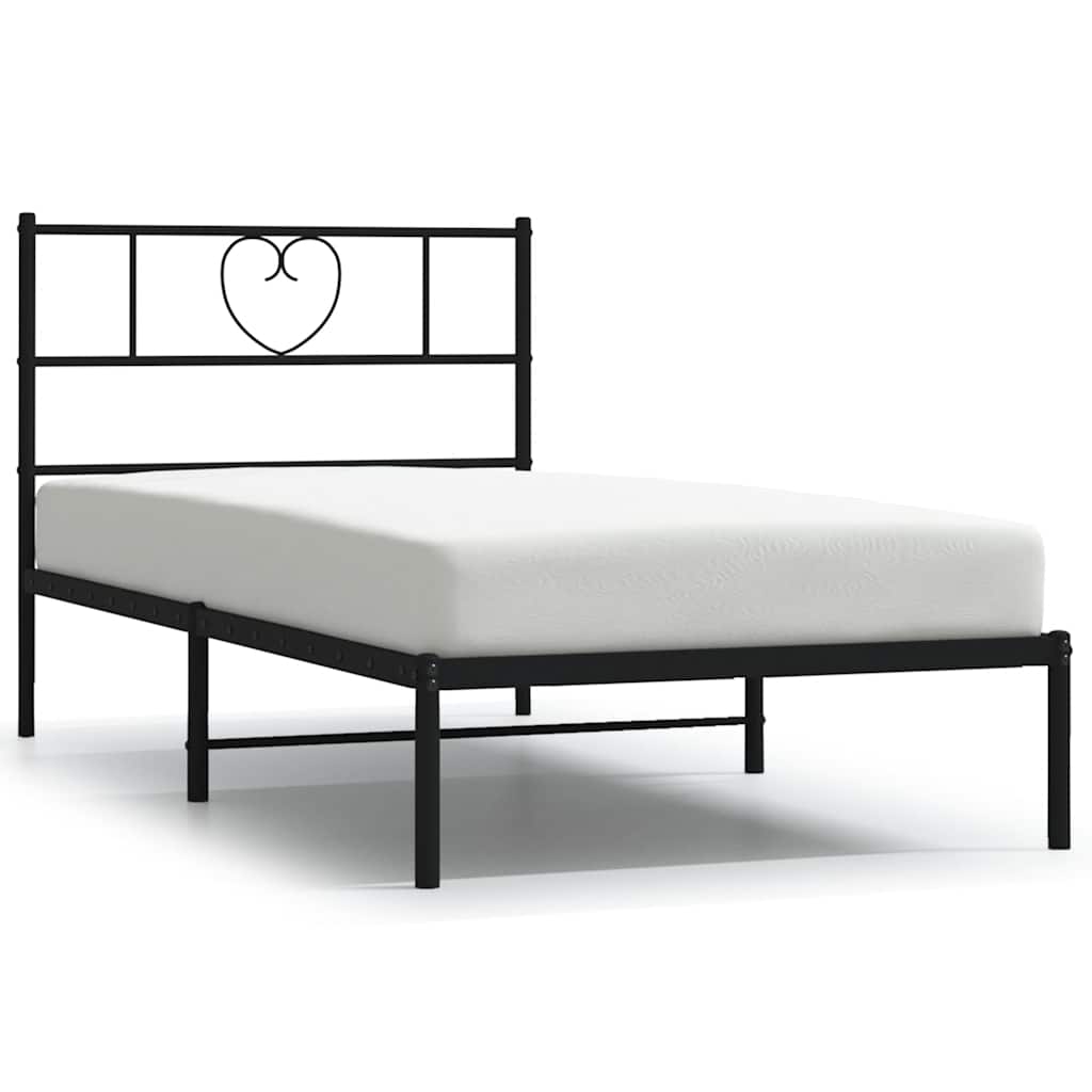 Cadre de lit métal sans matelas avec tête de lit noir 100x190cm - XIOS