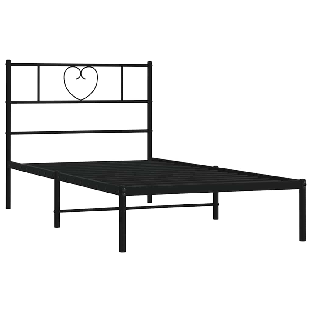Cadre de lit métal sans matelas avec tête de lit noir 100x190cm - XIOS