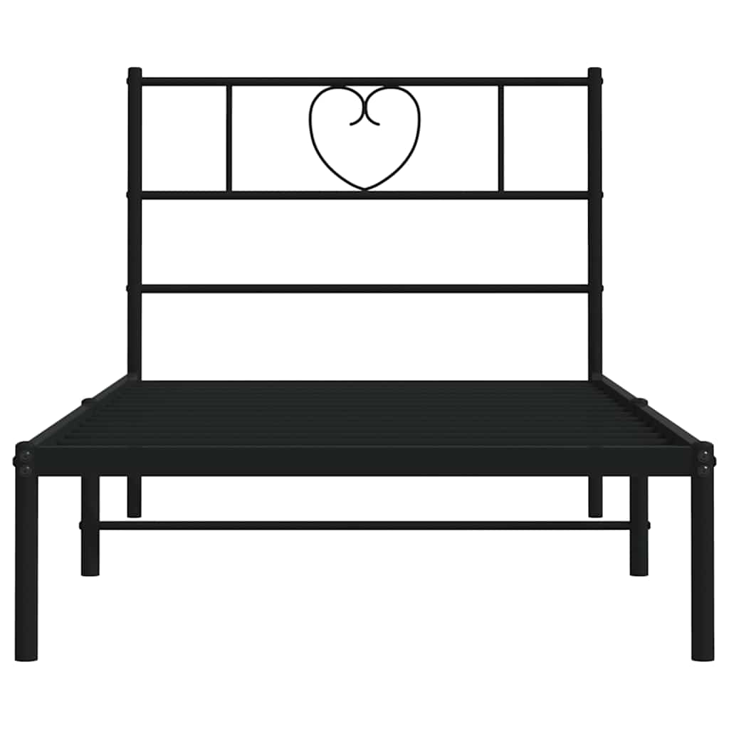 Cadre de lit métal sans matelas avec tête de lit noir 100x190cm - XIOS