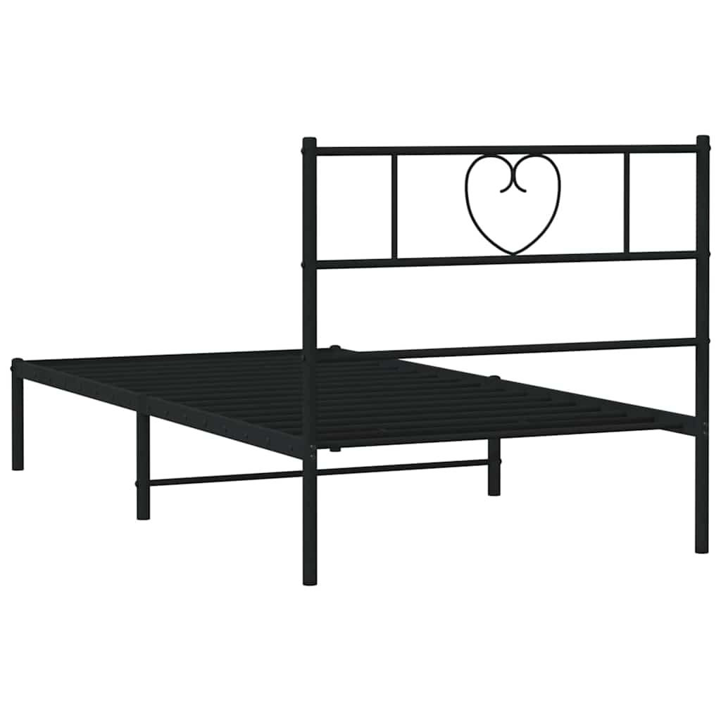 Cadre de lit métal sans matelas avec tête de lit noir 100x200cm - XIOS