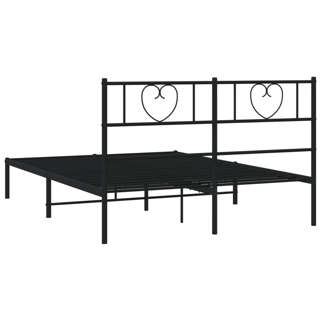 Cadre de lit métal sans matelas avec tête de lit noir 120x200cm - XIOS