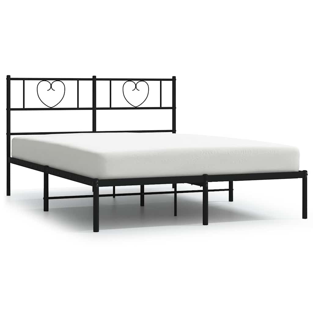 Cadre de lit métal sans matelas avec tête de lit noir 135x190cm - XIOS