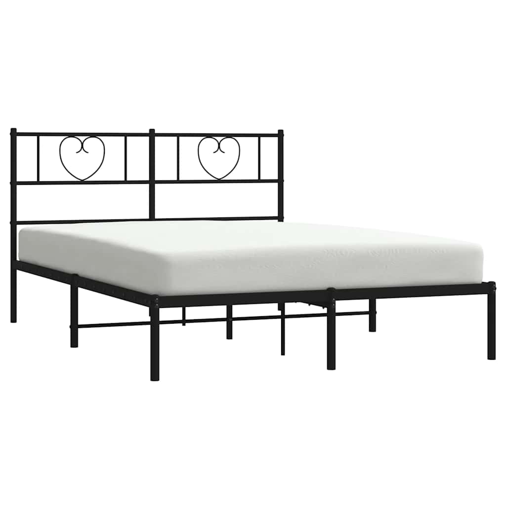 Cadre de lit métal sans matelas avec tête de lit noir 135x190cm - XIOS