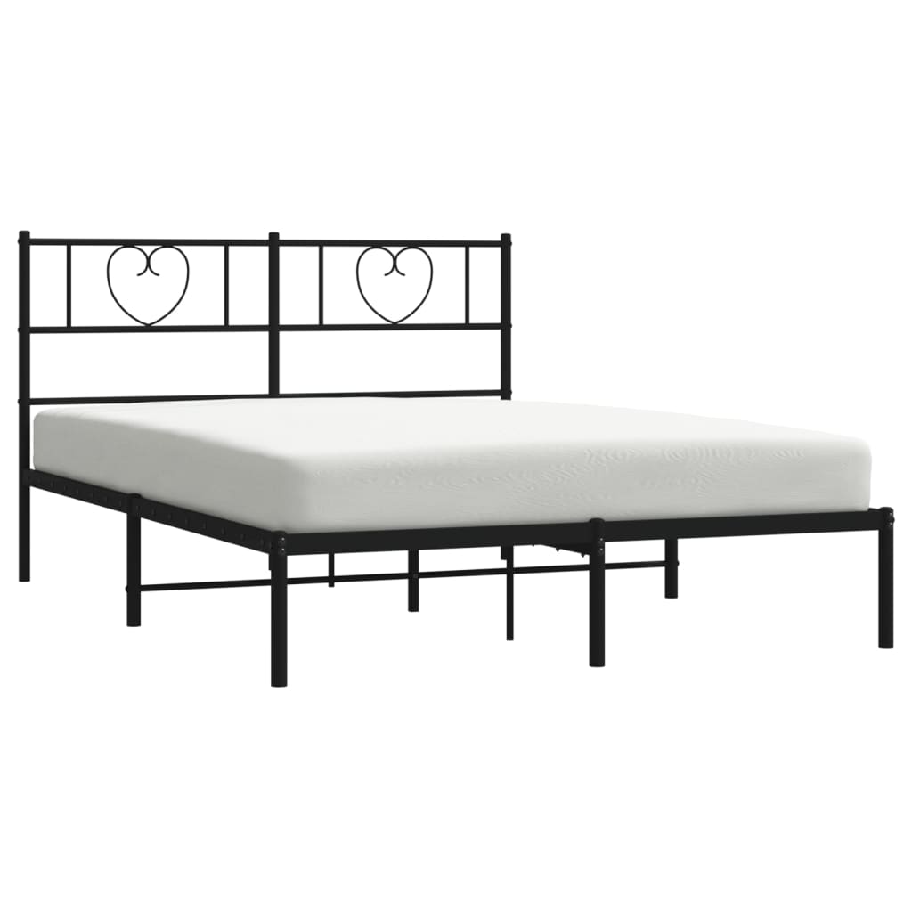 Cadre de lit métal sans matelas avec tête de lit noir 140x200cm - XIOS