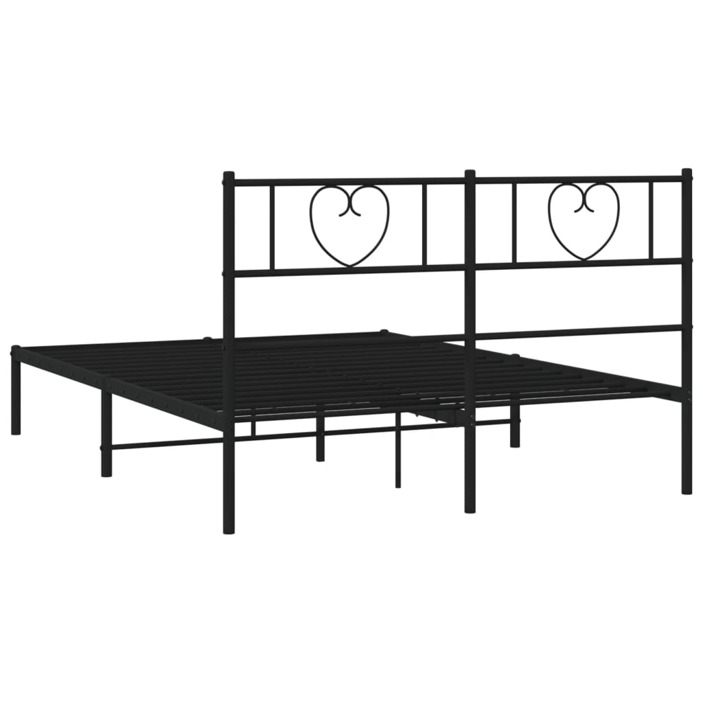Cadre de lit métal sans matelas avec tête de lit noir 140x200cm - XIOS