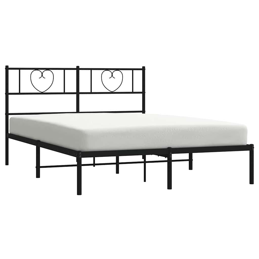 Cadre de lit métal sans matelas avec tête de lit noir 150x200cm - XIOS