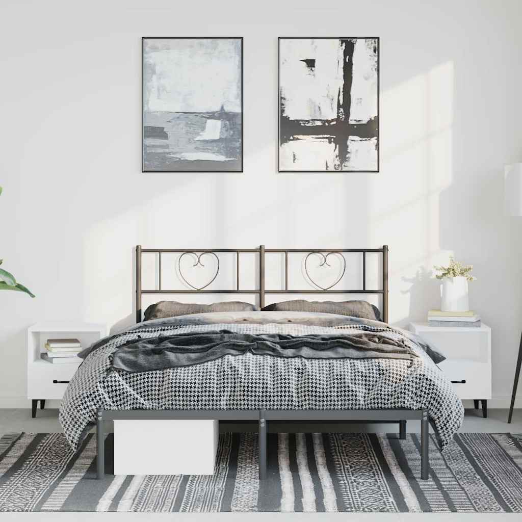 Cadre de lit métal sans matelas avec tête de lit noir 150x200cm - XIOS