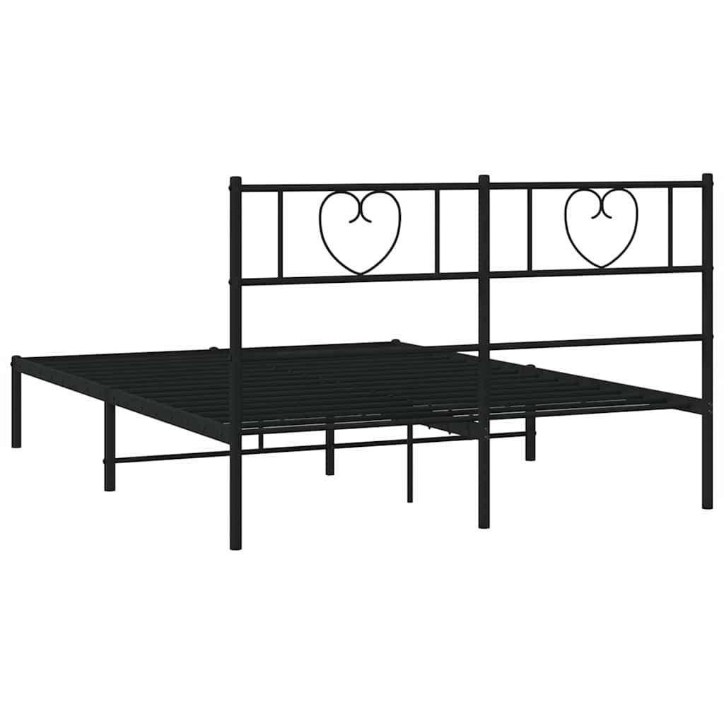Cadre de lit métal sans matelas avec tête de lit noir 150x200cm - XIOS