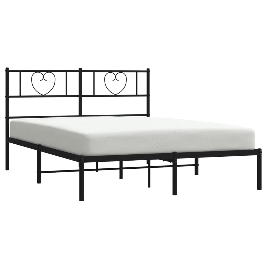 Cadre de lit métal sans matelas et tête de lit noir 160x200 cm - XIOS