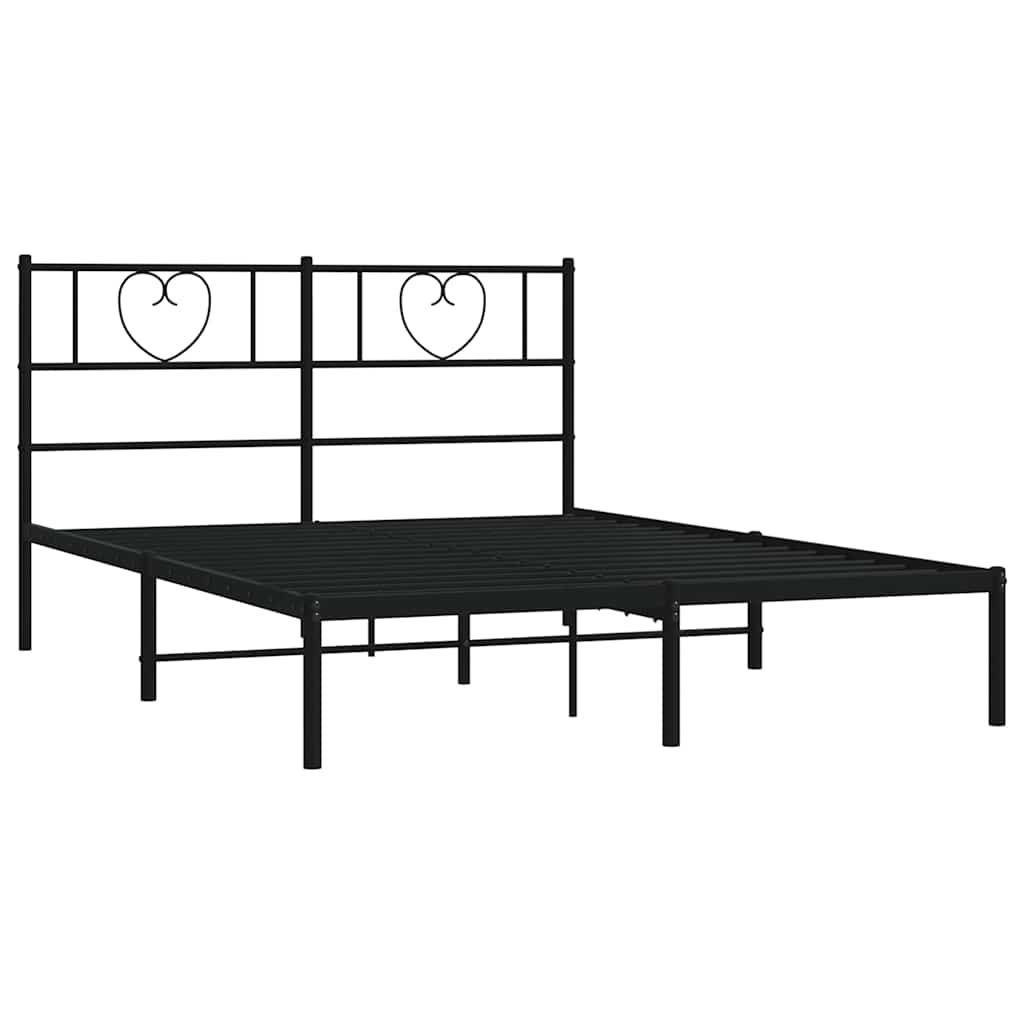 Cadre de lit métal sans matelas et tête de lit noir 160x200 cm - XIOS