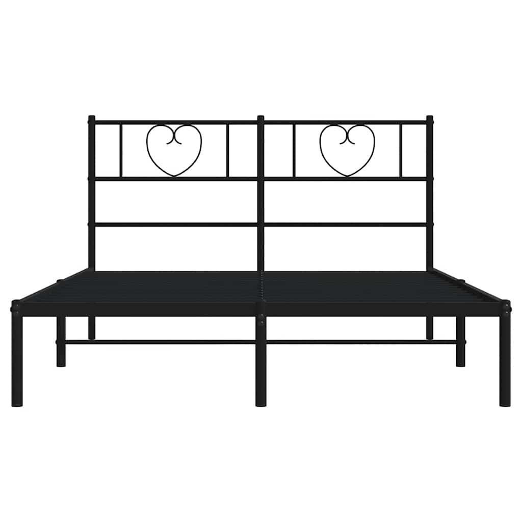 Cadre de lit métal sans matelas et tête de lit noir 160x200 cm - XIOS