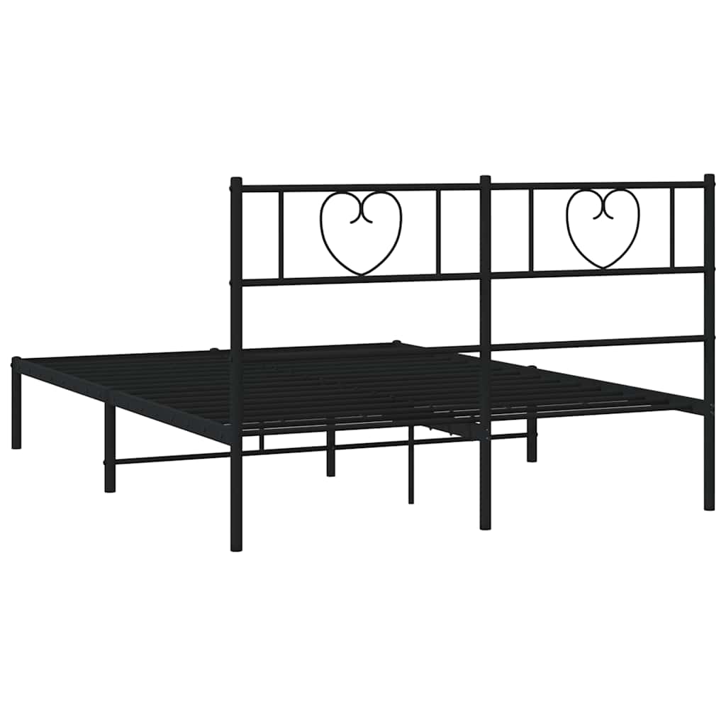 Cadre de lit métal sans matelas et tête de lit noir 160x200 cm - XIOS