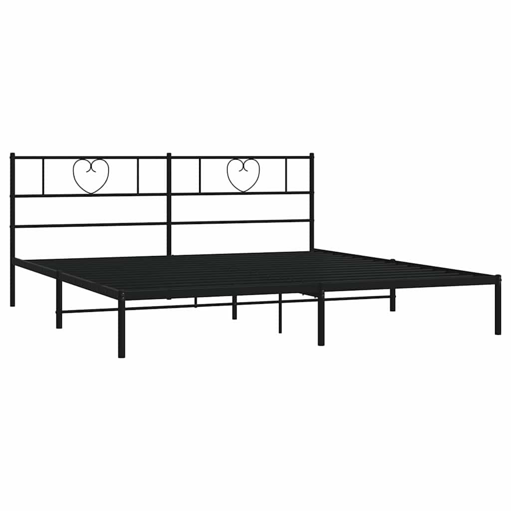 Cadre de lit métal sans matelas et tête de lit noir 180x200 cm - XIOS