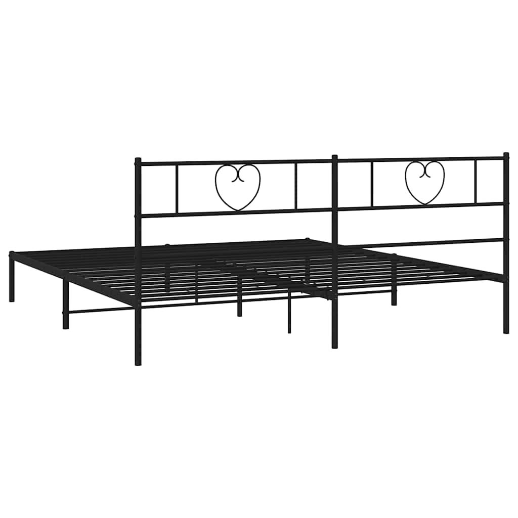 Cadre de lit métal sans matelas et tête de lit noir 180x200 cm - XIOS