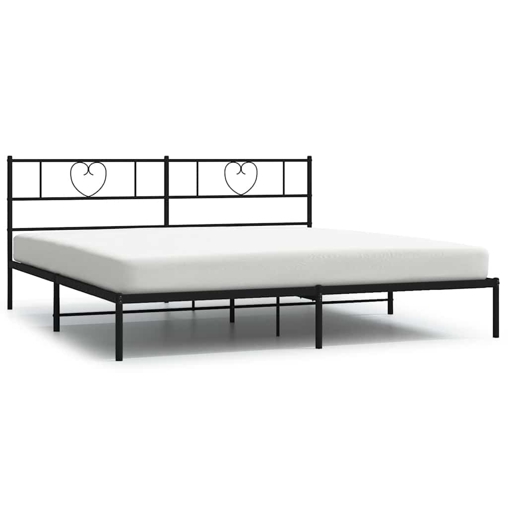 Cadre de lit métal sans matelas avec tête de lit noir 183x213cm - XIOS