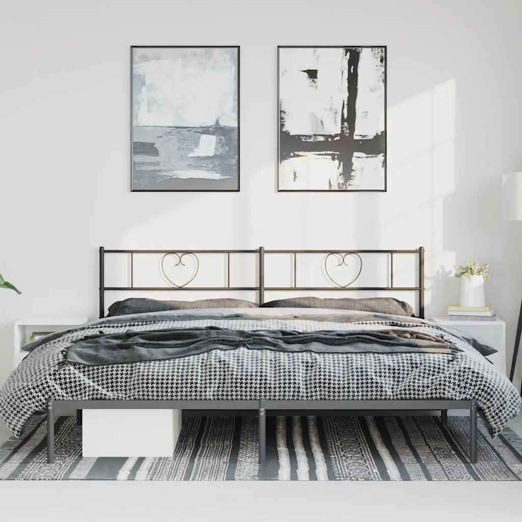 Cadre de lit métal sans matelas avec tête de lit noir 183x213cm - XIOS