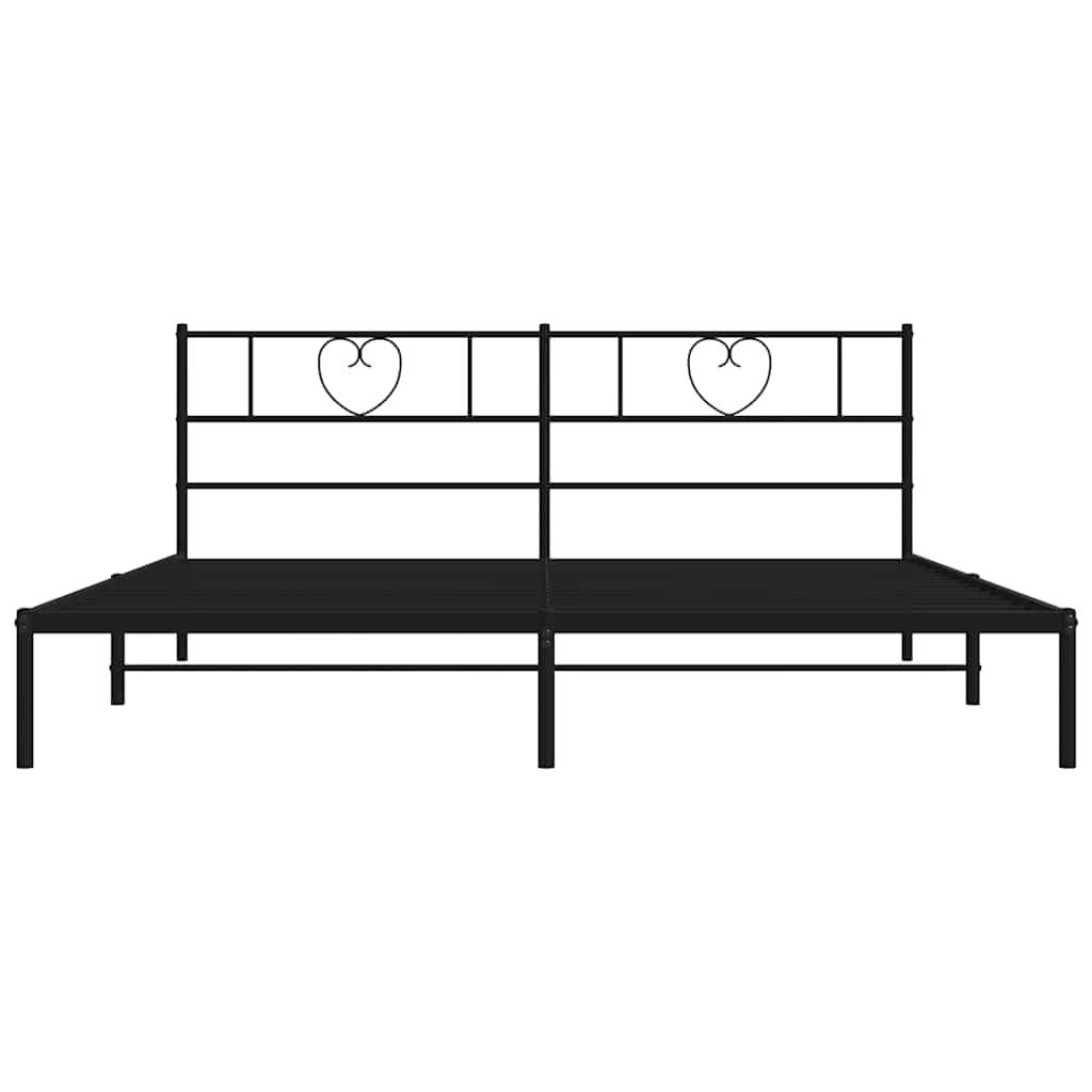 Cadre de lit métal sans matelas avec tête de lit noir 183x213cm - XIOS