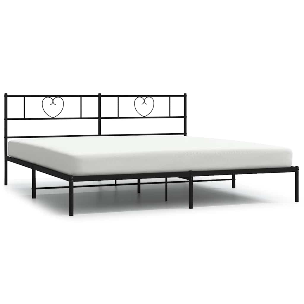 Cadre de lit métal sans matelas avec tête de lit noir 193x203cm - XIOS