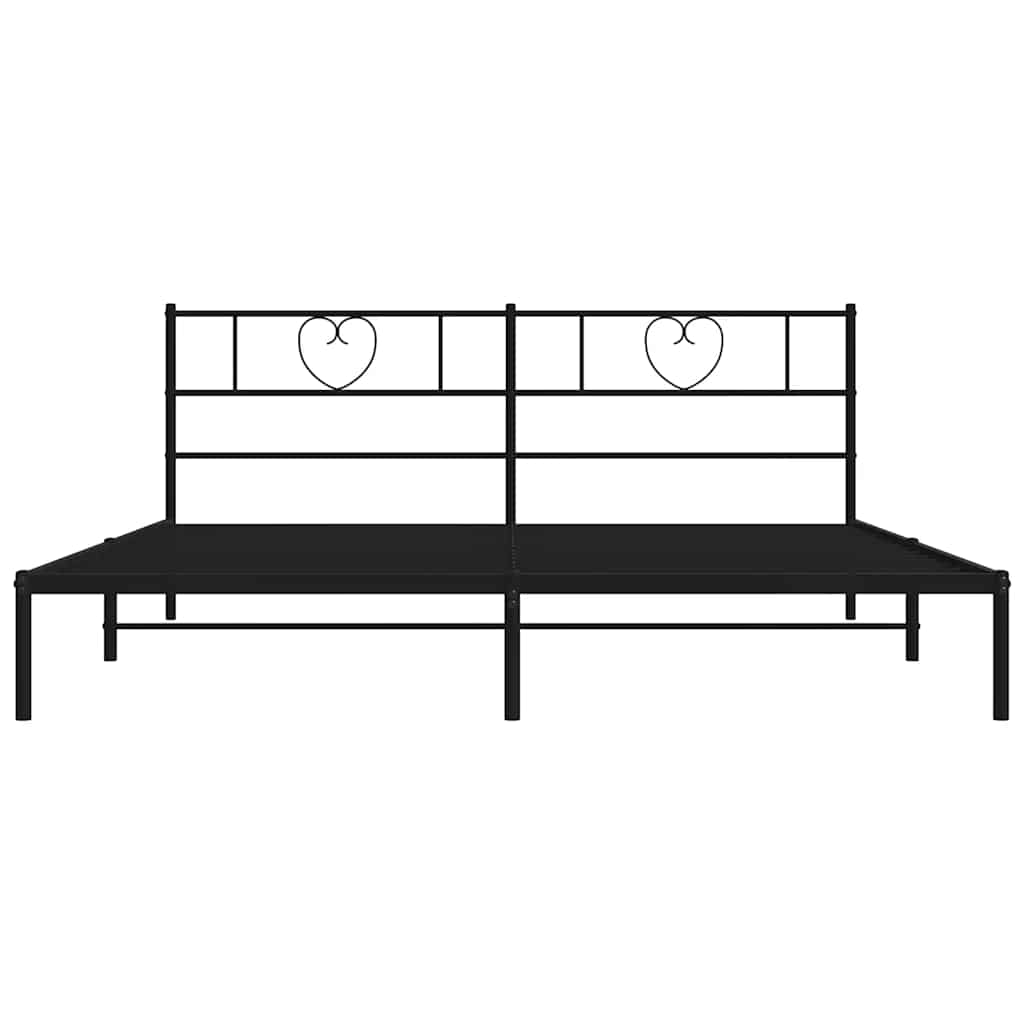Cadre de lit métal sans matelas avec tête de lit noir 193x203cm - XIOS