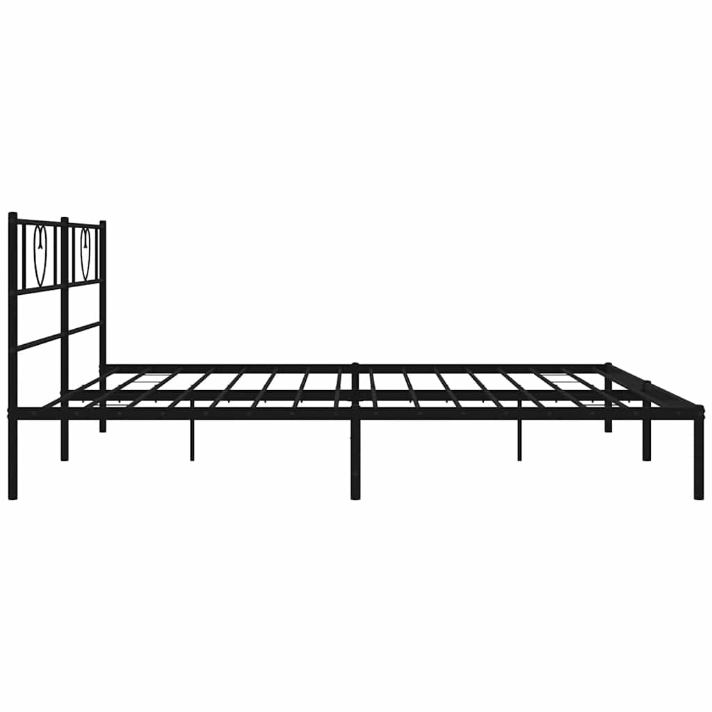 Cadre de lit métal sans matelas avec tête de lit noir 193x203cm - XIOS