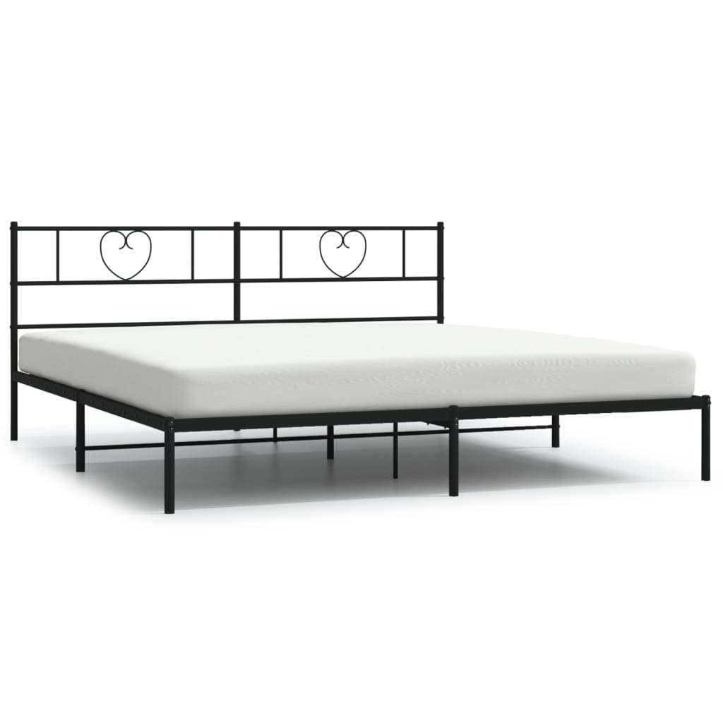 Cadre de lit métal sans matelas avec tête de lit noir 200x200cm - XIOS