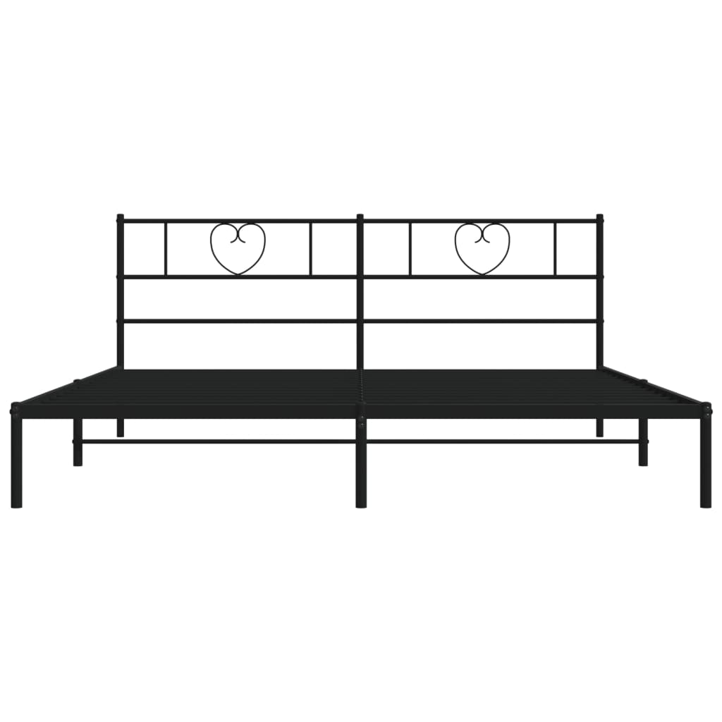 Cadre de lit métal sans matelas avec tête de lit noir 200x200cm - XIOS