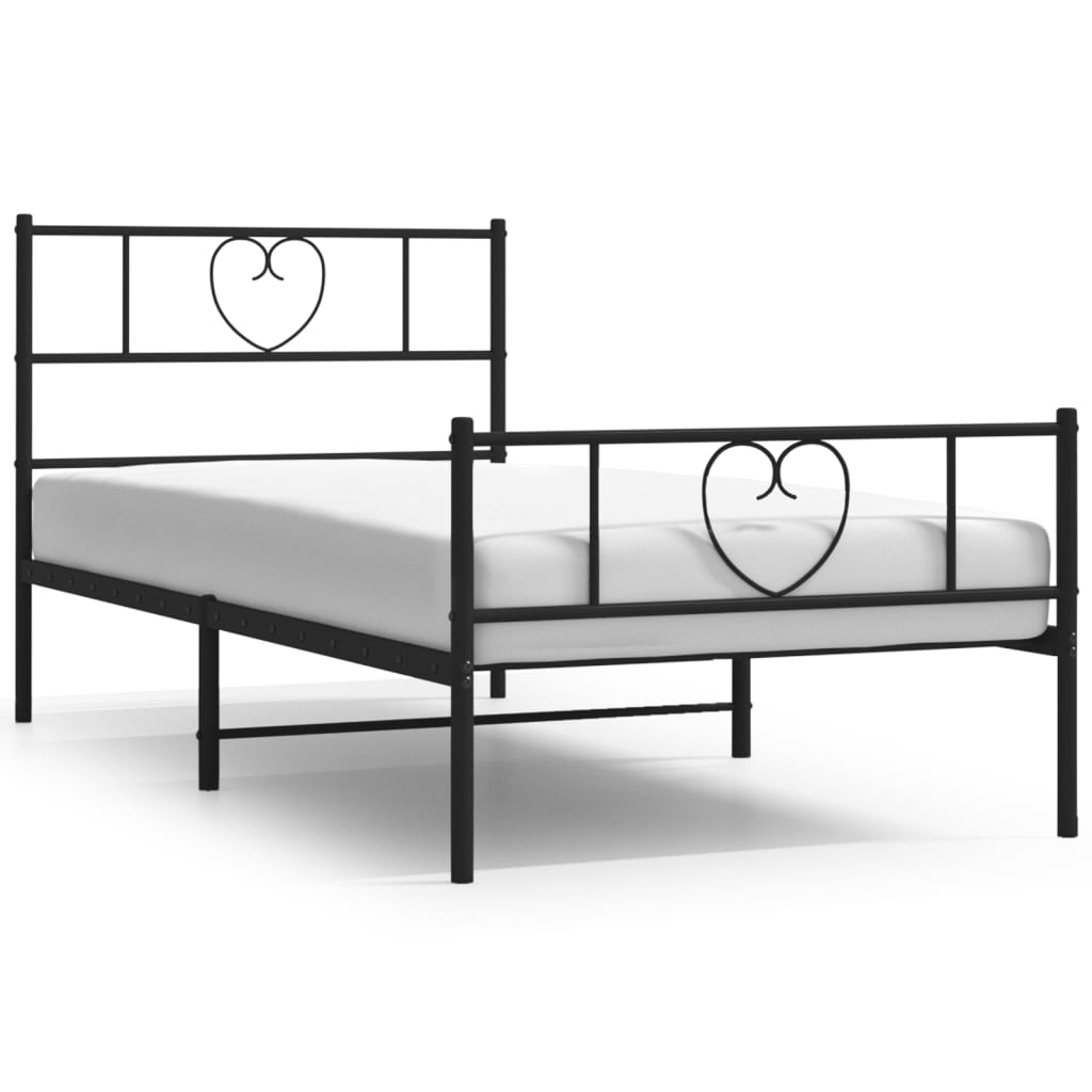 Cadre de lit métal sans matelas avec pied de lit noir 75x190 cm - XIOS