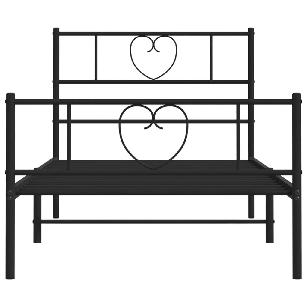 Cadre de lit métal sans matelas avec pied de lit noir 75x190 cm - XIOS