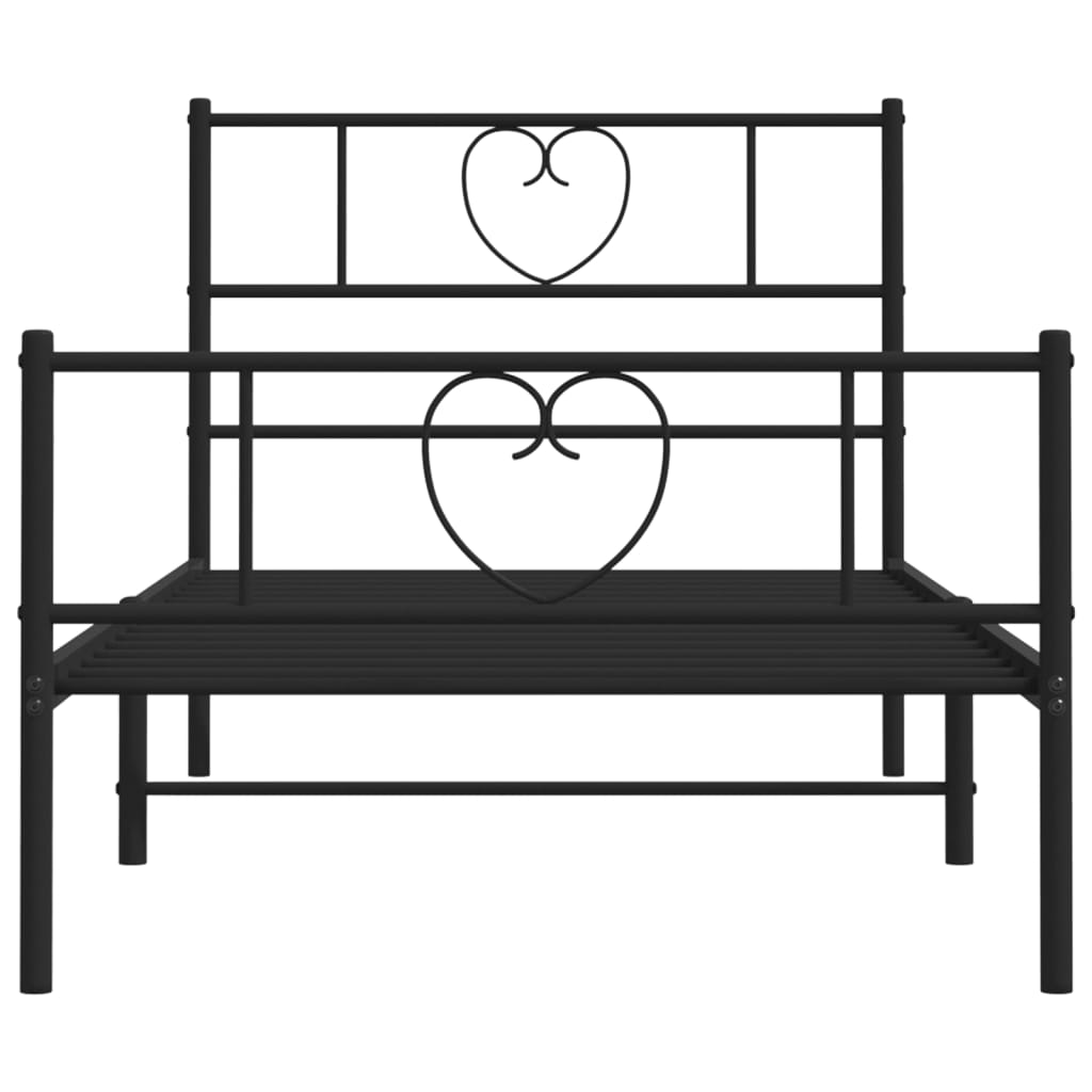 Cadre de lit métal sans matelas avec pied de lit noir 90x190 cm - XIOS