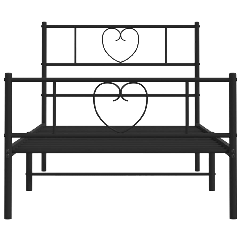 Cadre de lit métal sans matelas avec pied de lit noir 90x200 cm - XIOS