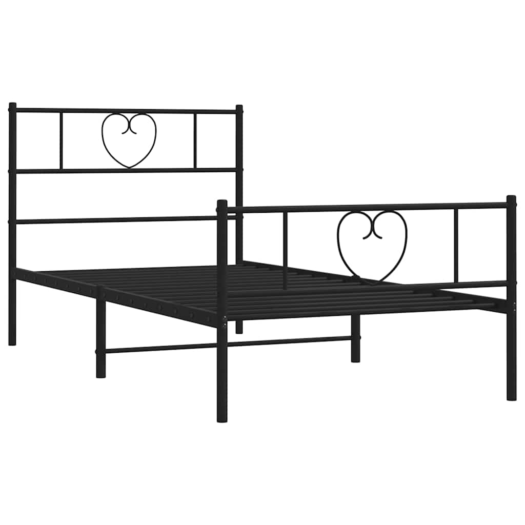 Cadre de lit métal sans matelas et pied de lit noir 100x200 cm - XIOS