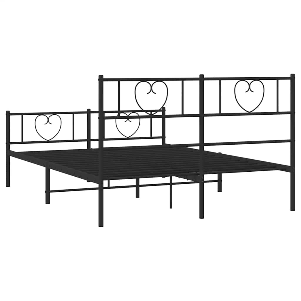 Cadre de lit métal sans matelas avec pied de lit noir 150x200cm - XIOS