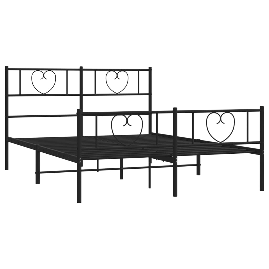 Cadre de lit métal sans matelas avec pied de lit noir 160x200cm - XIOS
