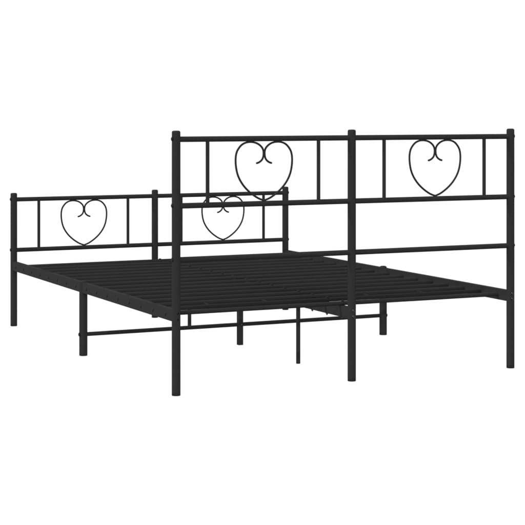 Cadre de lit métal sans matelas avec pied de lit noir 160x200cm - XIOS