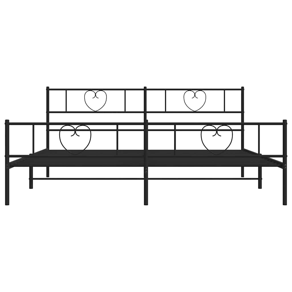 Cadre de lit métal sans matelas avec pied de lit noir 193x203cm - XIOS