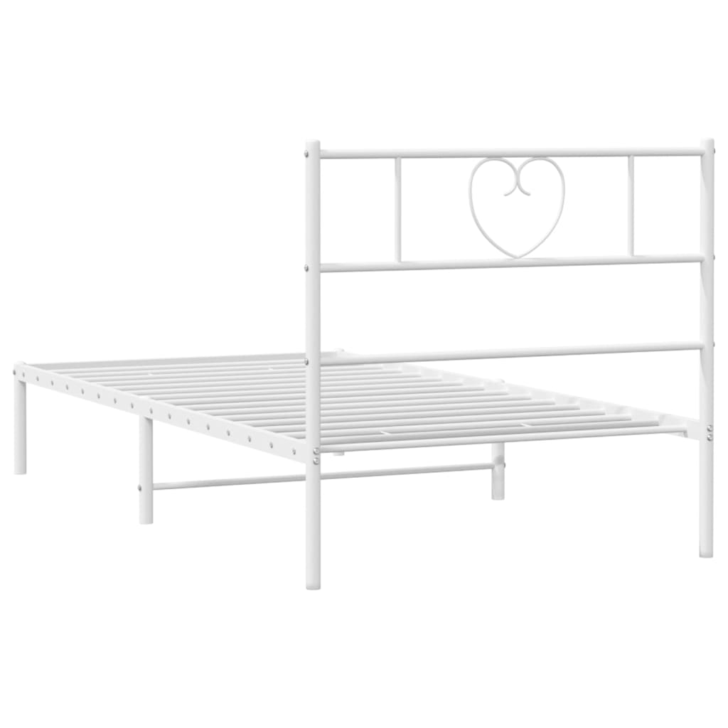 Cadre de lit métal sans matelas avec tête de lit blanc 80x200cm - XIOS