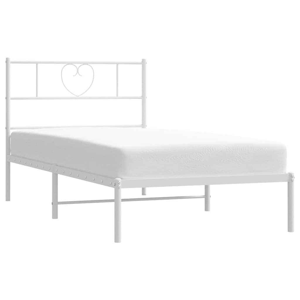Cadre de lit métal sans matelas avec tête de lit blanc 90x190cm - XIOS