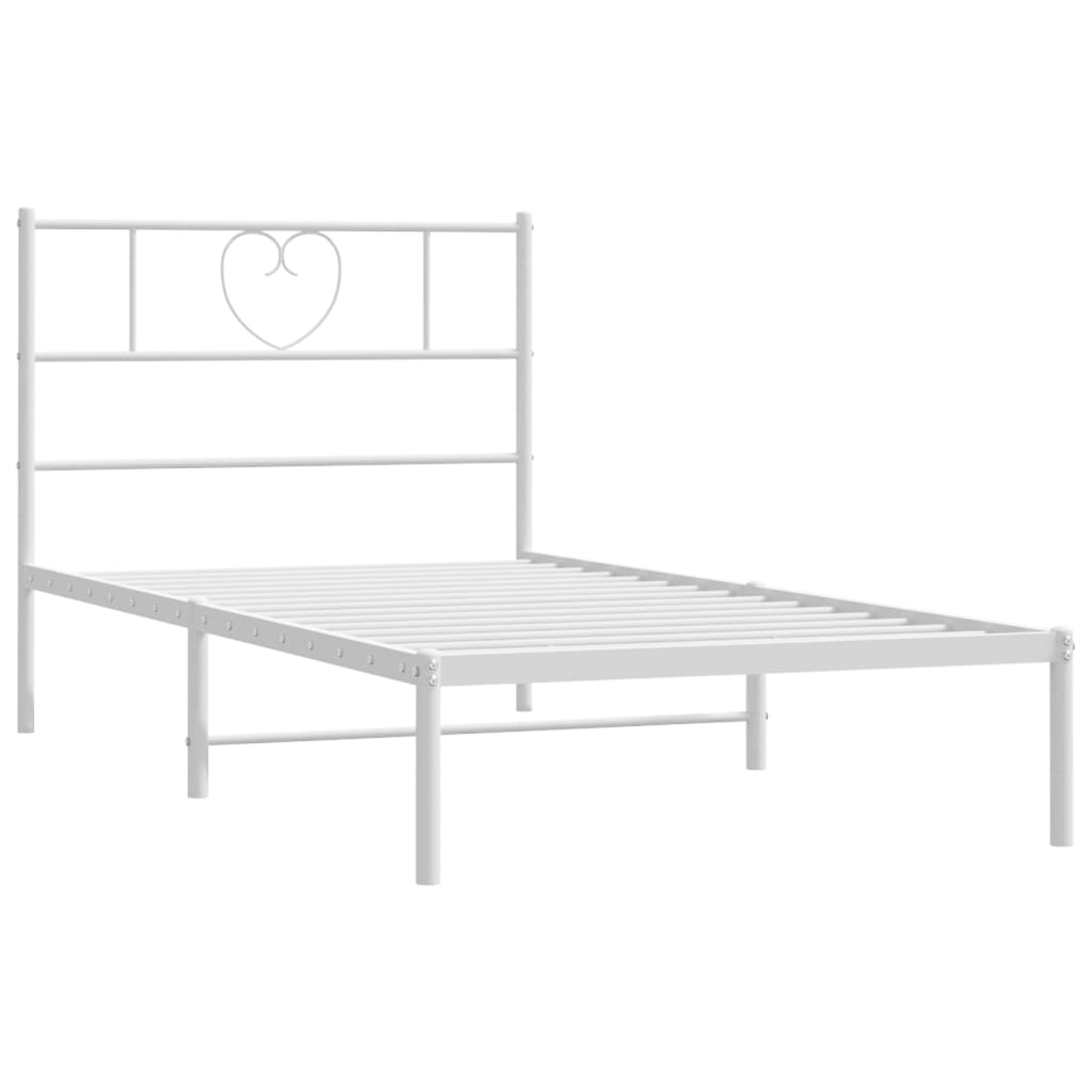 Cadre de lit métal sans matelas avec tête de lit blanc 90x190cm - XIOS