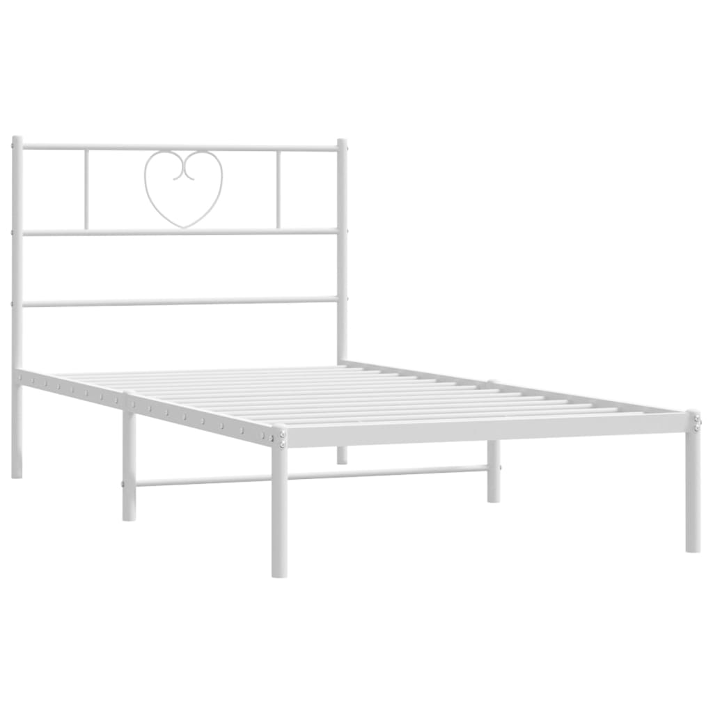 Cadre de lit métal sans matelas avec tête de lit blanc 90x200cm - XIOS