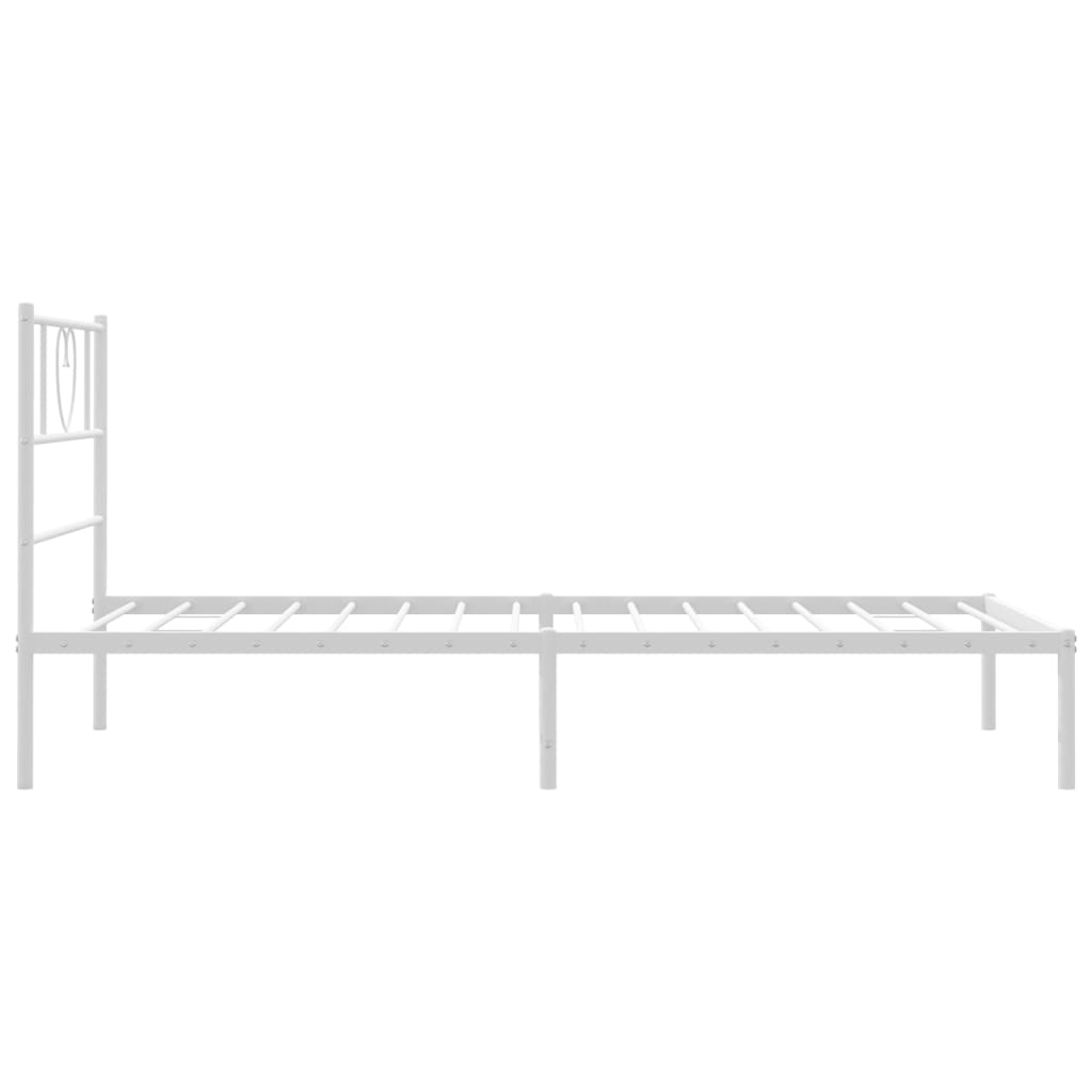 Cadre de lit métal sans matelas avec tête de lit blanc 90x200cm - XIOS