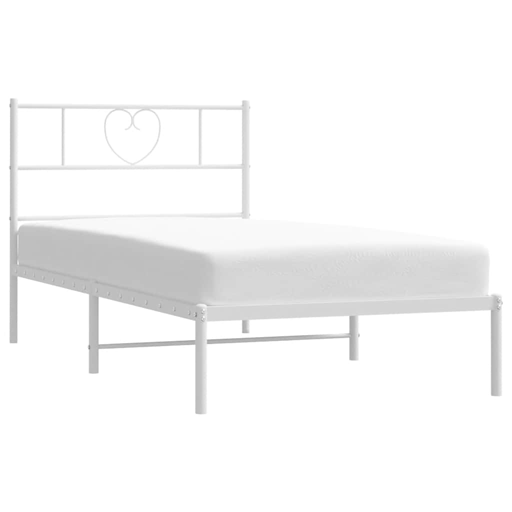 Cadre de lit métal sans matelas et tête de lit blanc 100x190 cm - XIOS