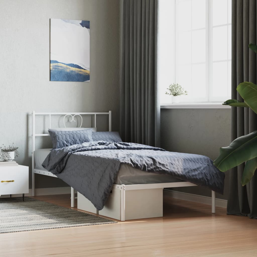 Cadre de lit métal sans matelas et tête de lit blanc 107x203 cm - XIOS