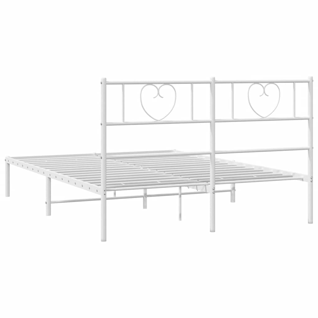 Cadre de lit métal sans matelas et tête de lit blanc 135x190 cm - XIOS