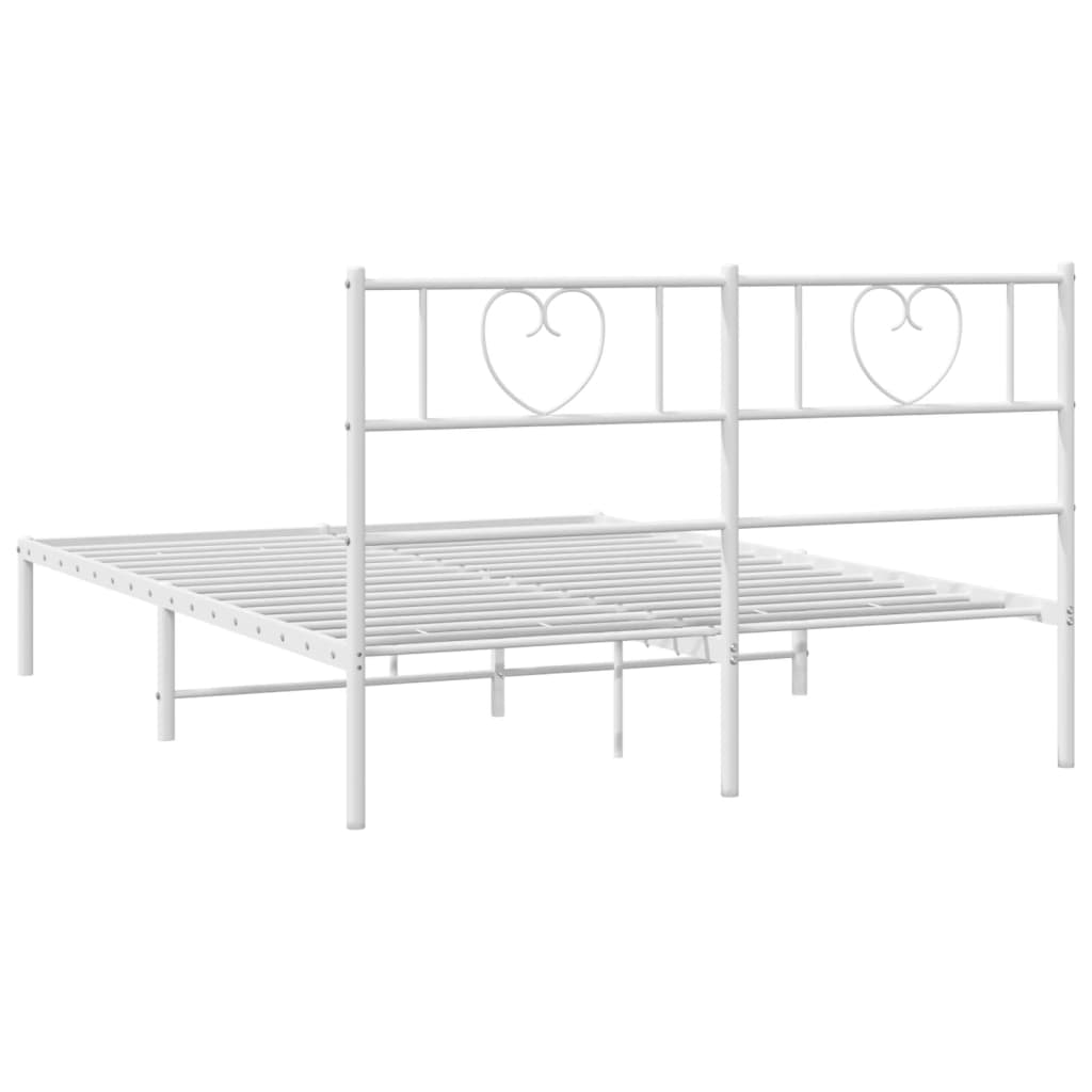 Cadre de lit métal sans matelas et tête de lit blanc 140x190 cm - XIOS