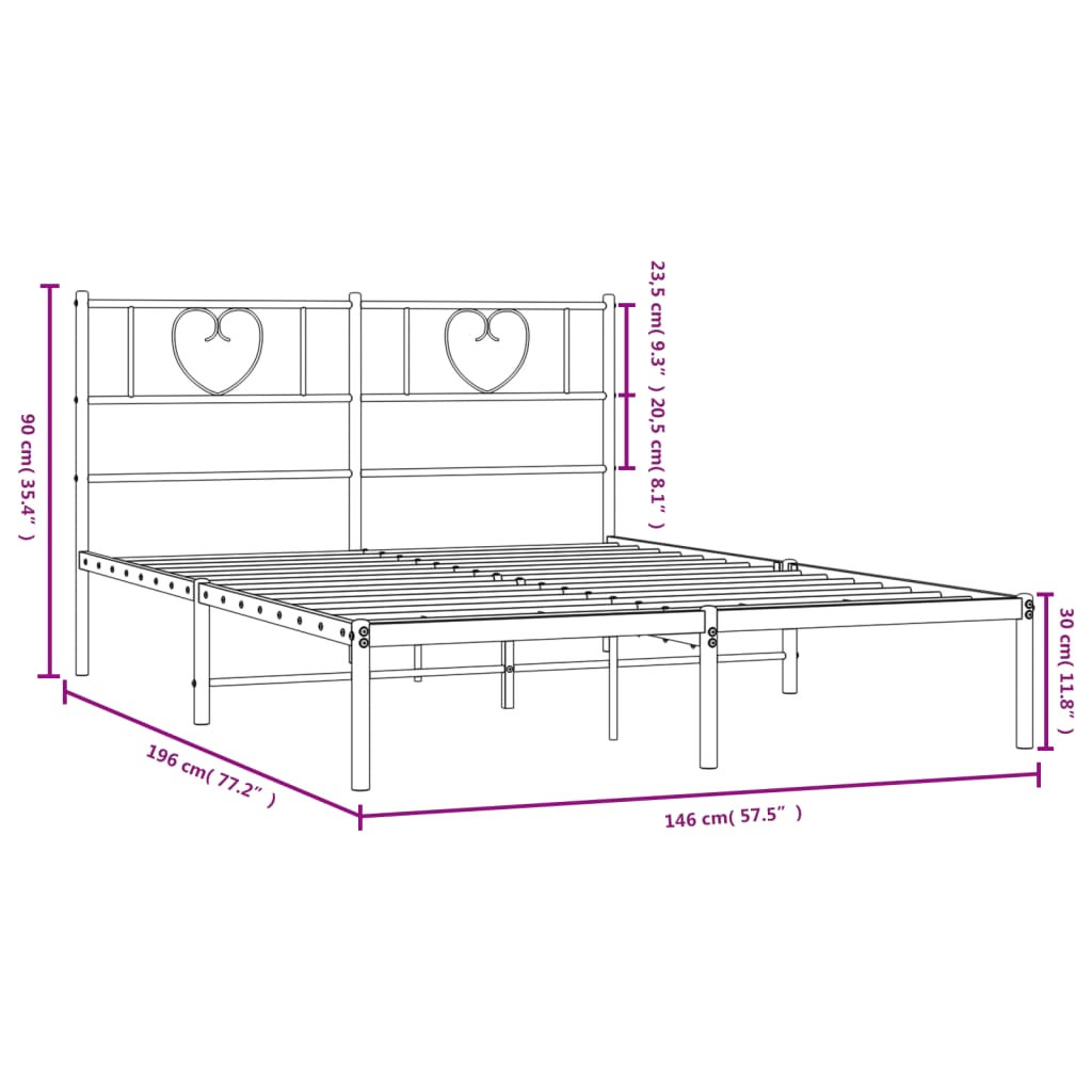Cadre de lit métal sans matelas et tête de lit blanc 140x190 cm - XIOS